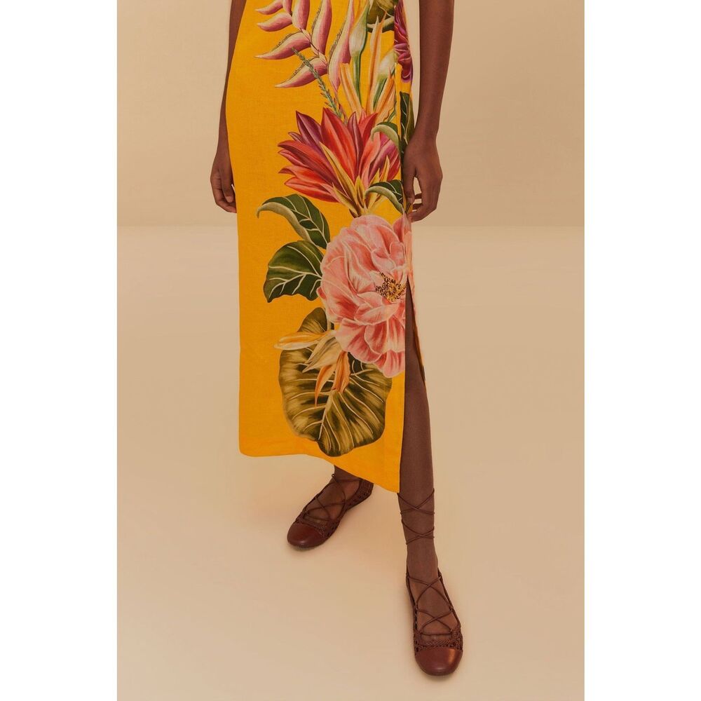 Anthropologie Farm Rio V-Neck Linen Midi Dress - Picture 8 of 13